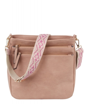 Zip Pocket Guitar Strap Crossbody Bag LQ343Z BLUSH